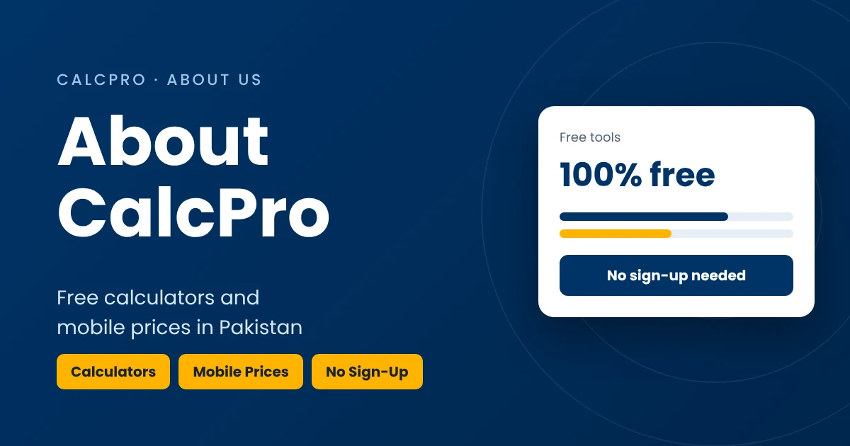 About CalcPro, free calculators and mobile prices in Pakistan